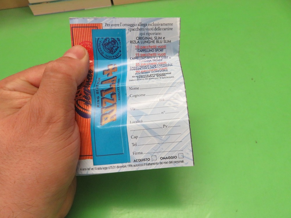 RIZLA EVENTS brochure collection points - September 2000