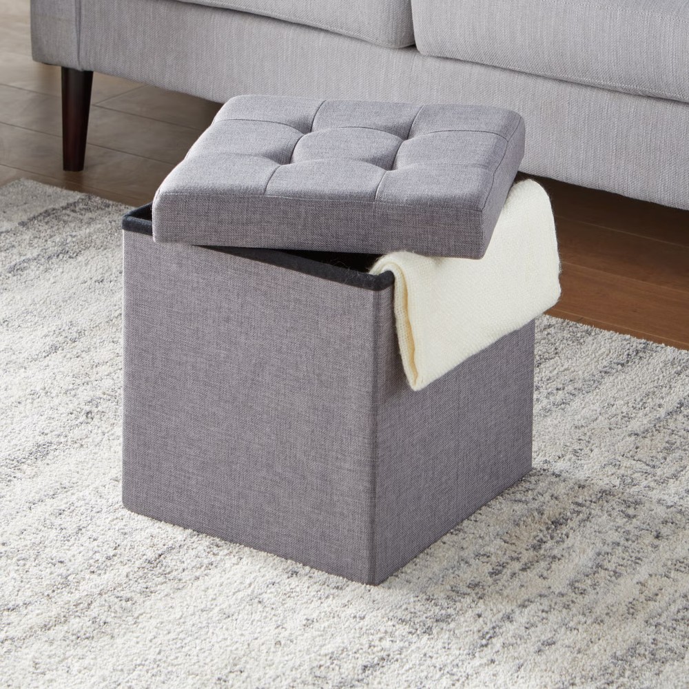 BrylaneHome Single Foldable Ottoman - Gray