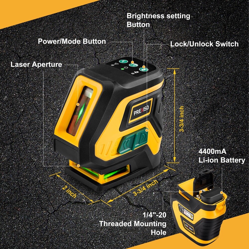 PREXISO NEW 100Ft Rechargeable Self Leveling Laser Level Point Cross Laser Level