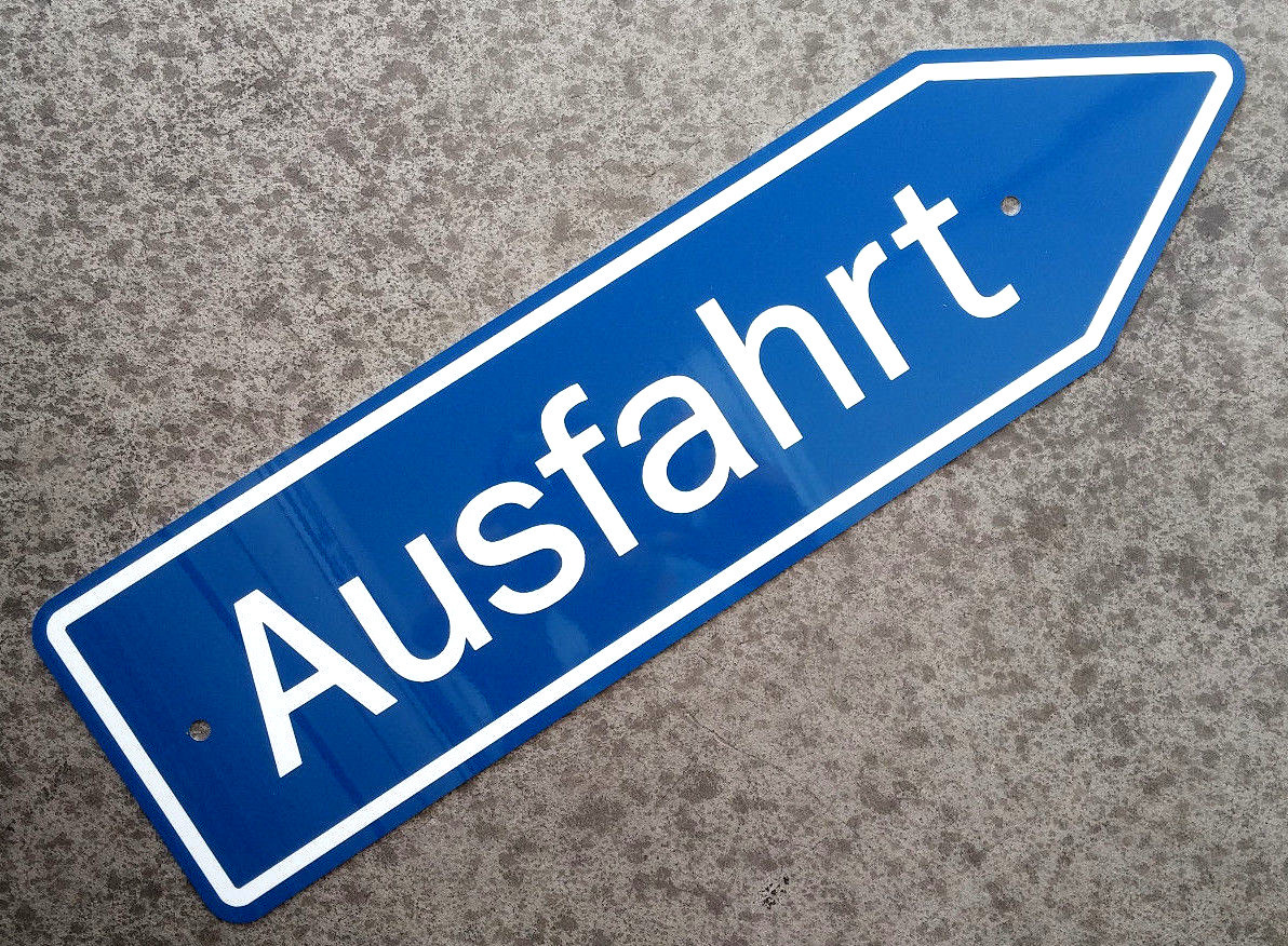 AUSFAHRT SIGN - German Autobahn Exit Marker - Aluminum - / FREE SHIPPING !