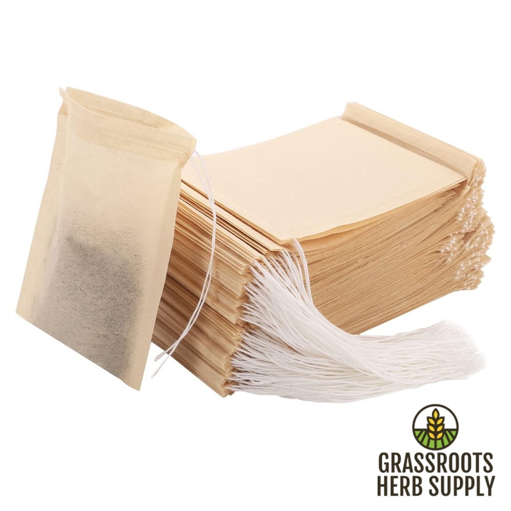 Unbleached Disposable Tea Filter Bags with Drawstring | All Natural Compostable