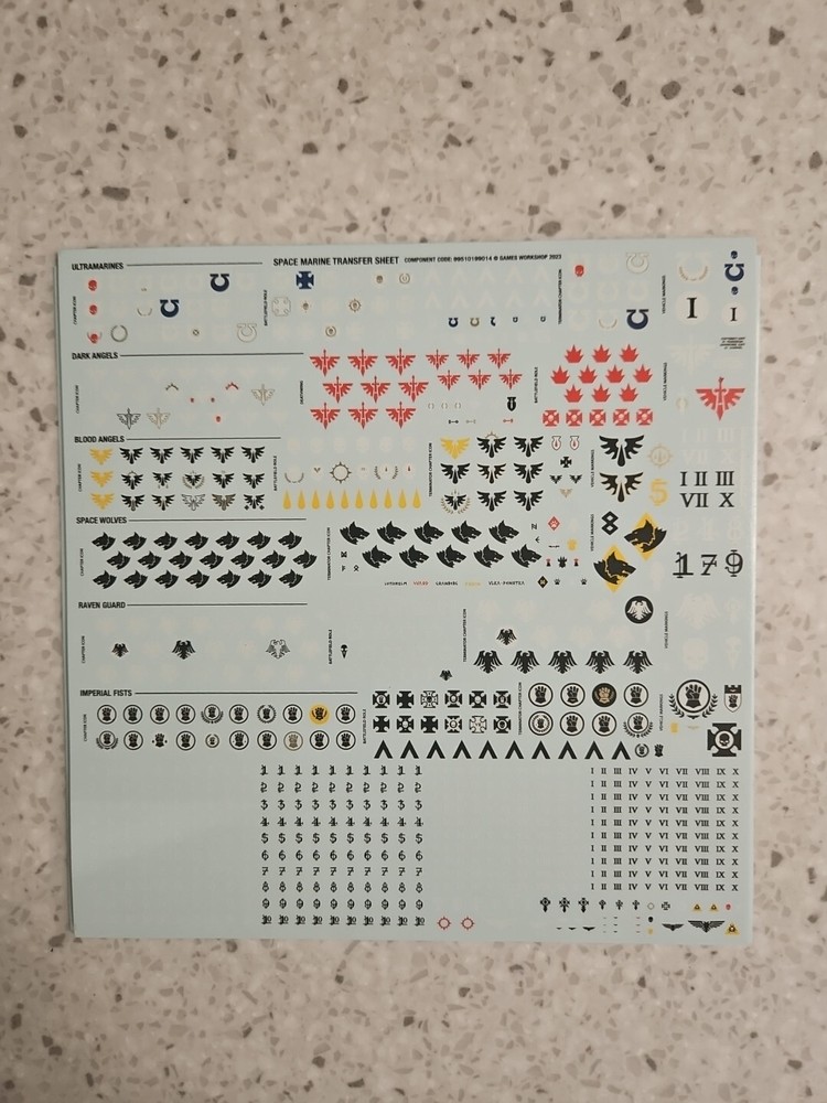 Warhammer 40k Space Marine Bits Transfer Sheet