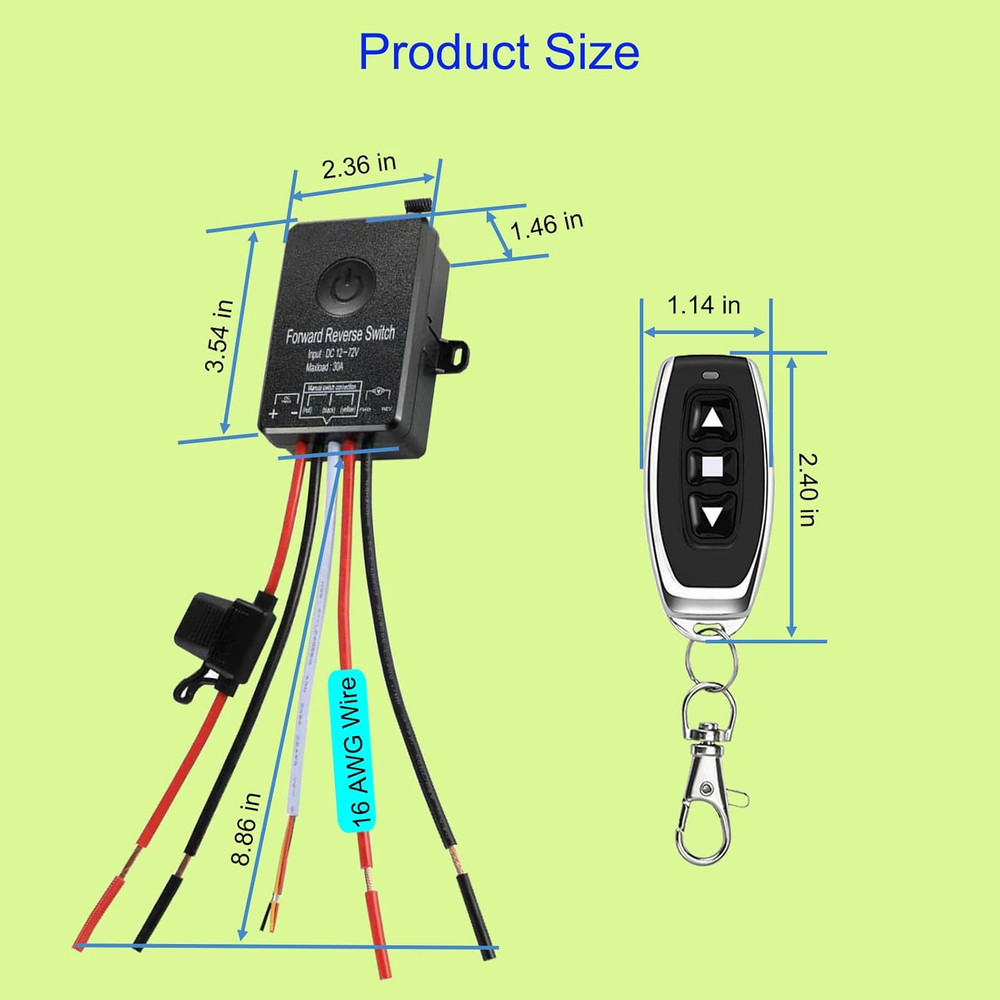 Waterproof Wireless Remote Forward Reverse Switch DC12V to 72V/30A-Linear Actuat