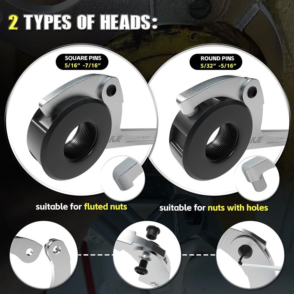 10PCS Adjustable Pin Spanner Nut Wrench Tool Set, C-Shape Pin Hook Wrench Tools