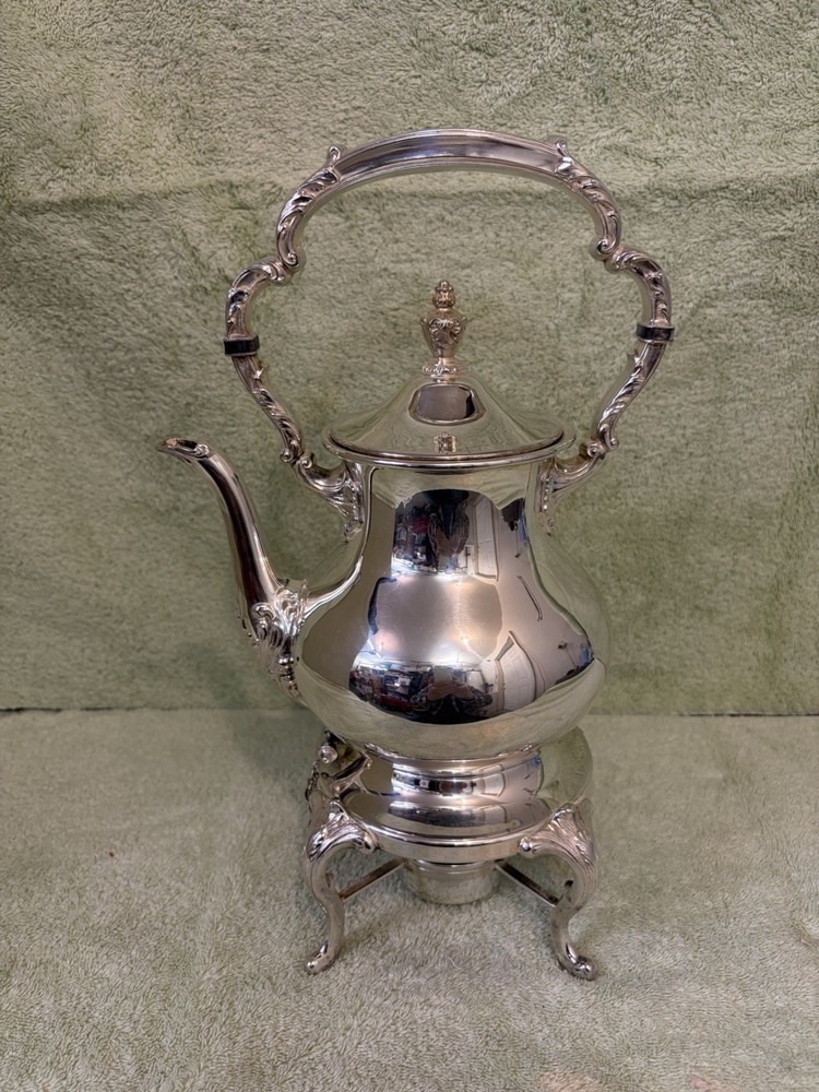 Victorian Silverplate Teapot with Stand and Burner, Antique 1900-1940
