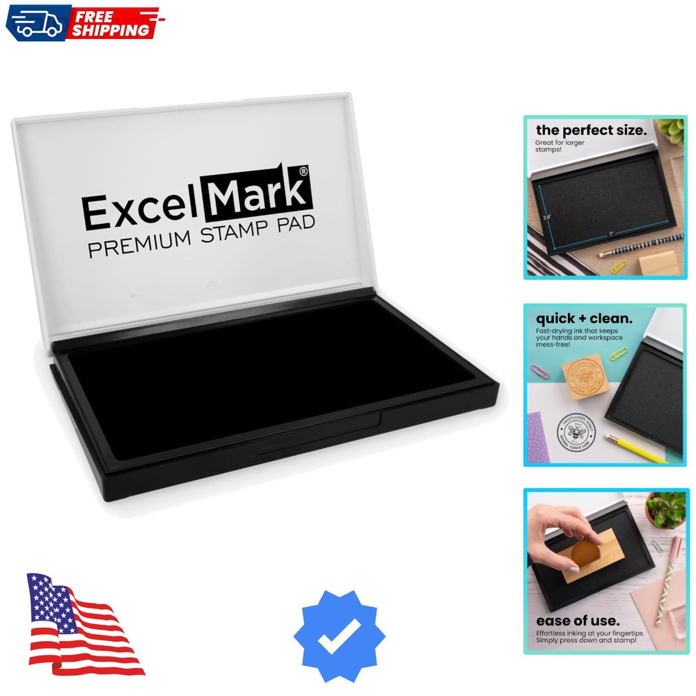 Rubber Stamp Ink Pad Extra Large 3-7/8" x 7" Black