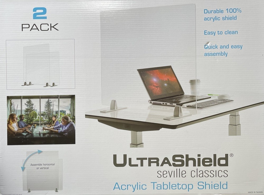 Sneeze Guard Tabletop Freestanding Desk Shield 30" Clear