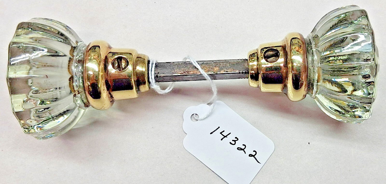 Door Knobs Vintage Glass and Brass Door Knob set (Great for Restoration Project)