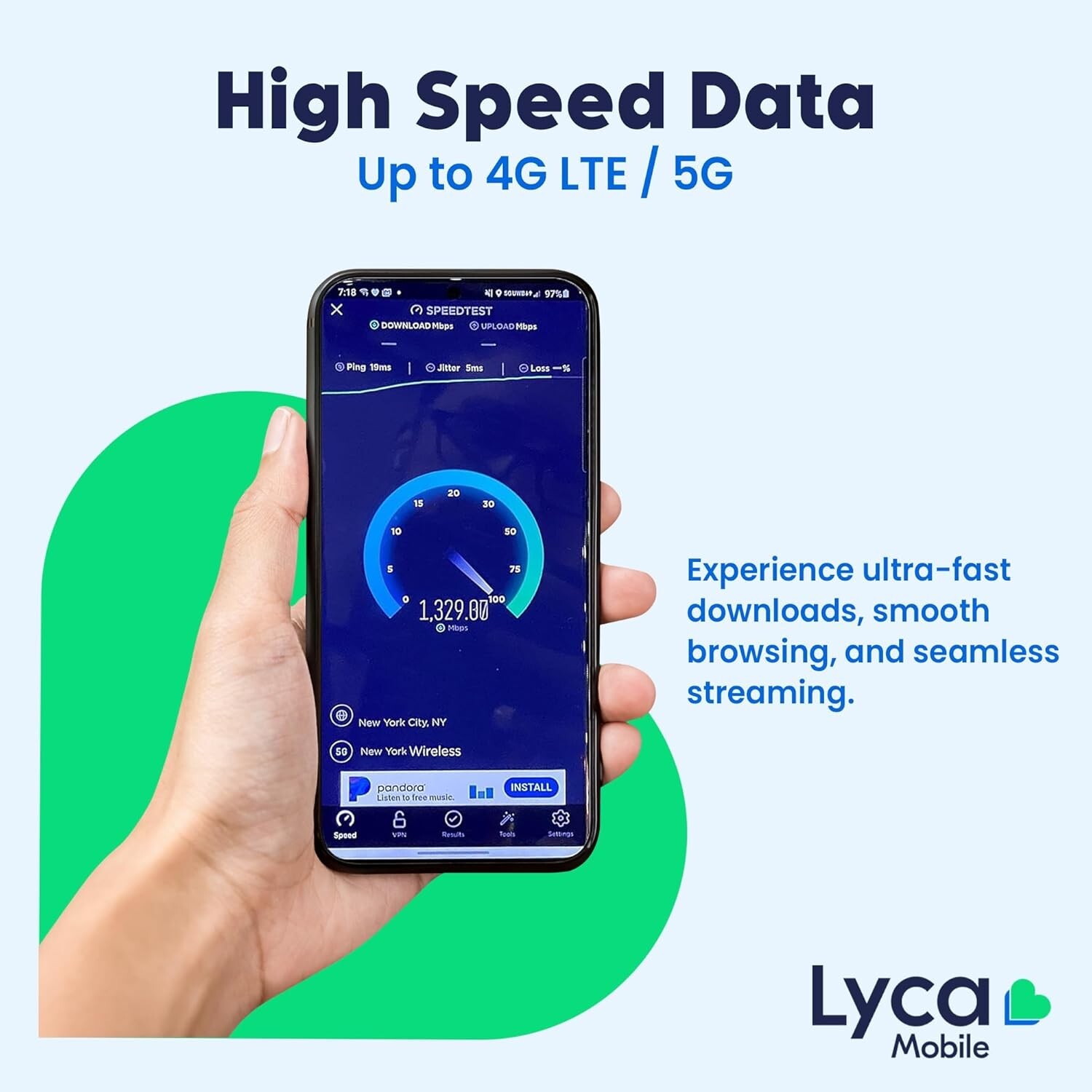 Lycamobile Prepaid SIM Card 3GB 4G/5G Unlimited Data-Talk, Text to 100 Countries