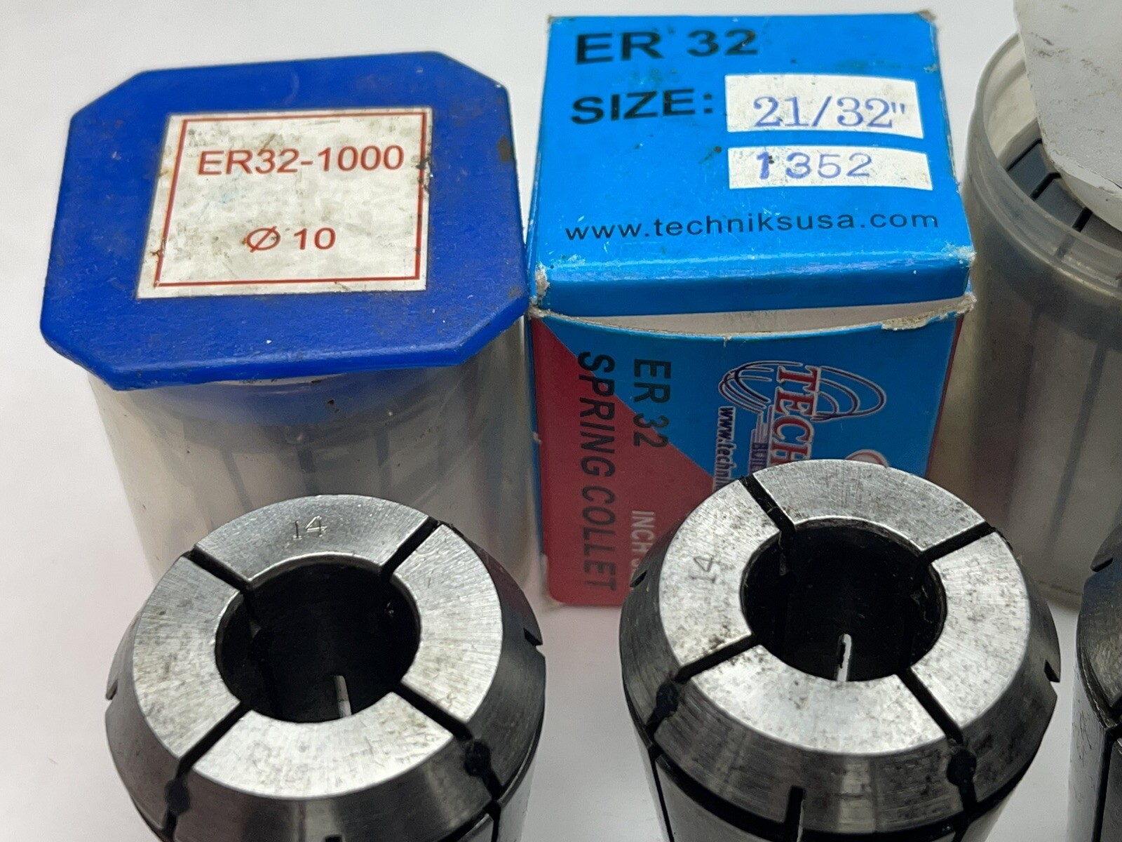 (lot Of 12) ER32 Collets, (M10x2),13x1),(14x3),(18x5),21/32” (24AU22)