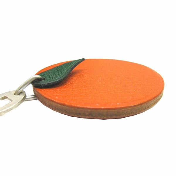 HERMES Keychain Charm Orange Chain Box Authentic From Japan