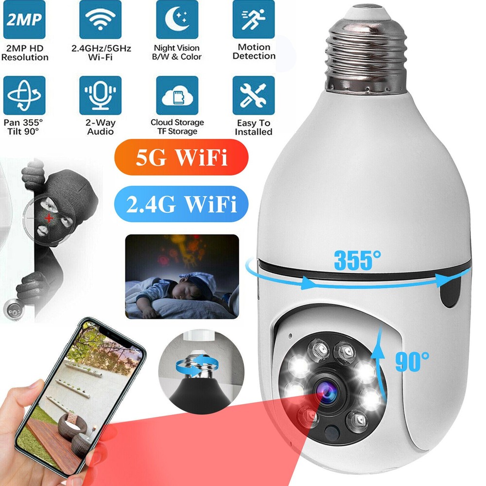 360° 1080P HD Light Bulb Camera WiFi E27 Smart Security IR Camera Home Security