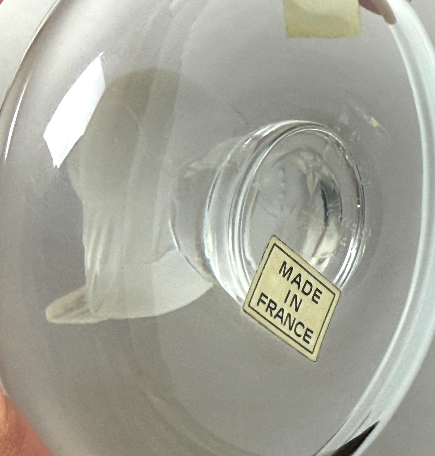 Lalique Pinson Finch 1970s Art Glass Ring Dish Clear & Frosted Crystal 2” Tall