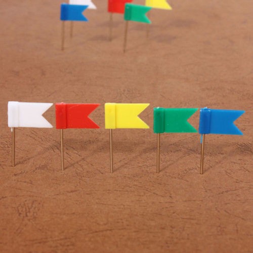 100PCS Flag Marker Shape Map Pins Cork Notice Board Push Assorted Office&Home D