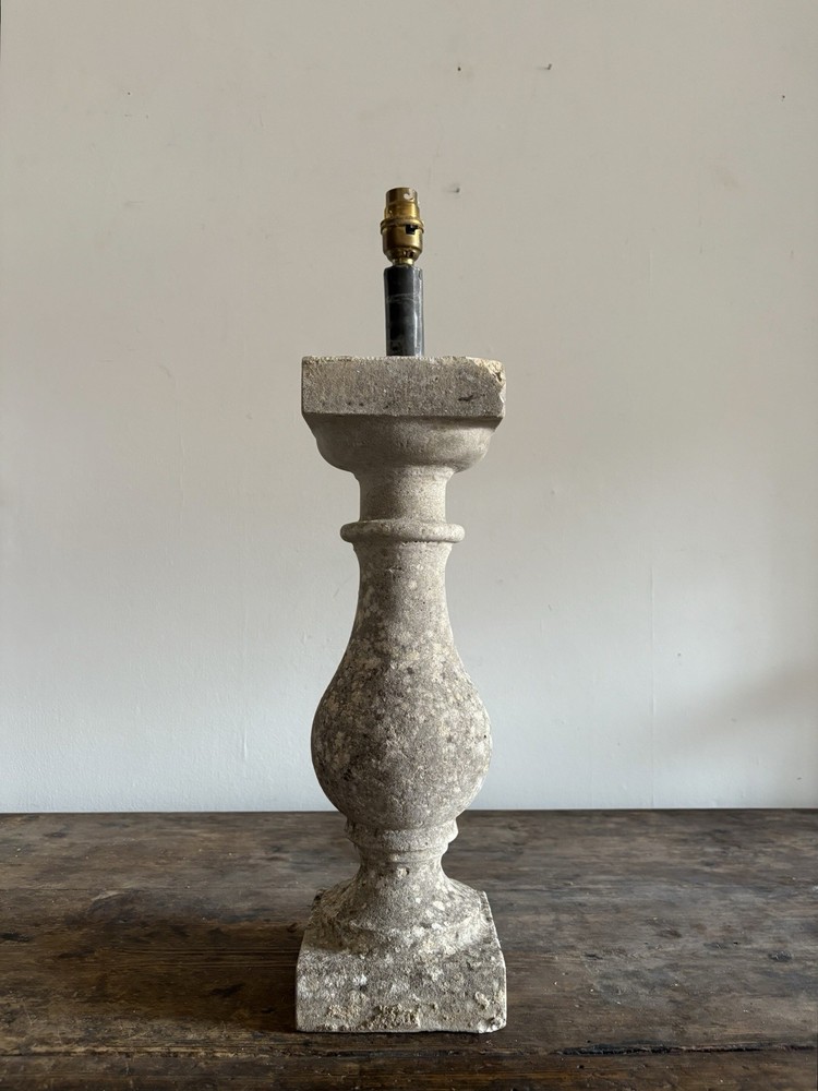 A Weathered Composite Stone Balustrade Table Lamp 59cm