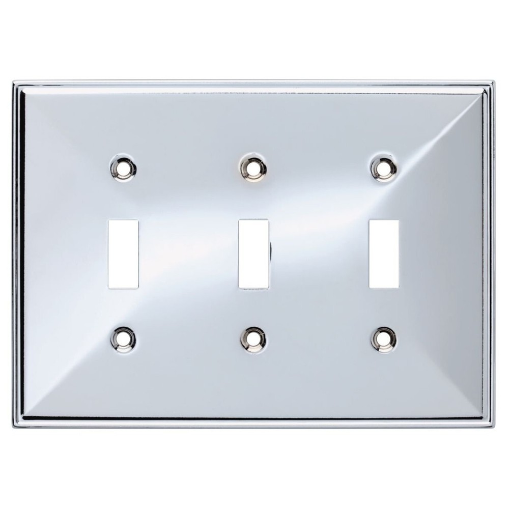 (5 Pack) Beverly Triple Switch Wall Plate Polished Chrome