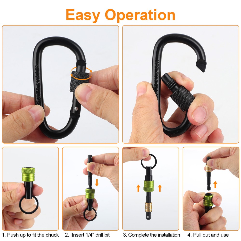 1/4" Hex Shank Quick Release Keychain Screwdriver Drill Bit Holder Bit Set 6PCS