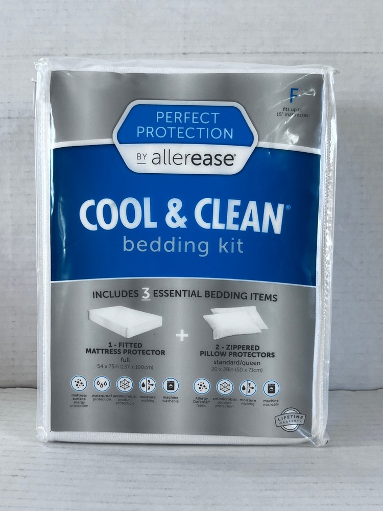 Allerease Perfect Protection Cool & Clean Bedding Kit 3pc - Full - BRAND NEW