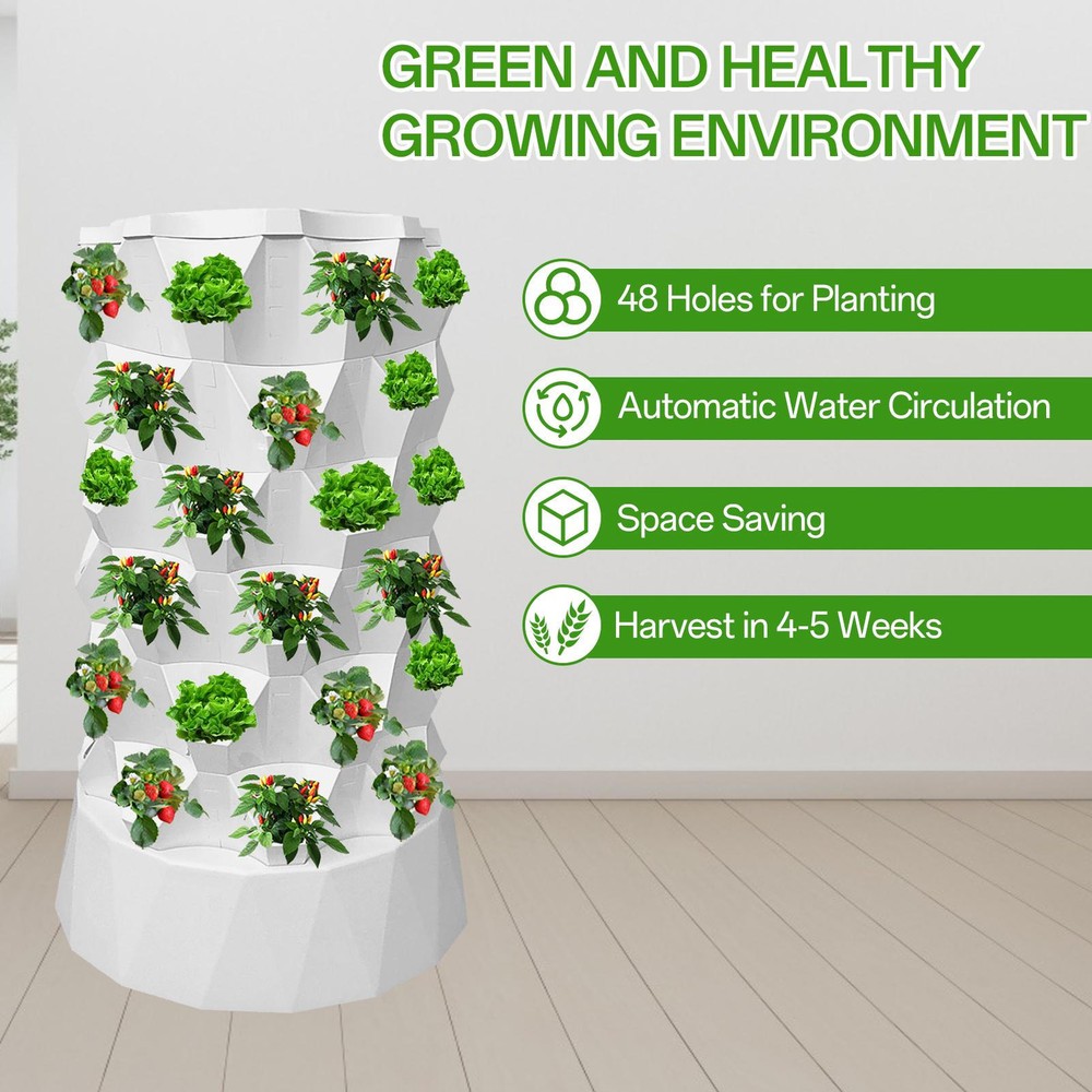 Hydroponic Tower Garden 48 Slots Hydroponic Fruit Tower Layered Hydroponic smart