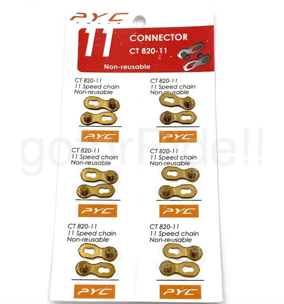 PYC Quick Link/Missing Link/Connector for 11 Speed Shimano/KMC Chain Gold 6 pair