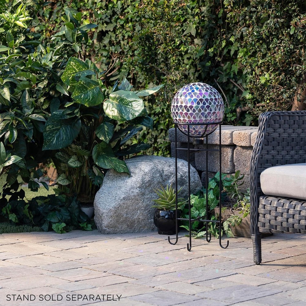 Outdoor Glass Gazing Globe 10" - Stunning Multicolor Teardrop Pattern