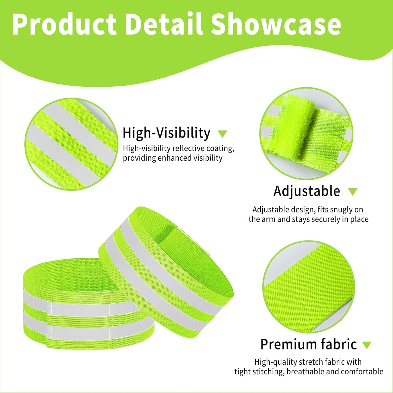 4 Pack of High Visibility Reflective Bands Wristbands for Cycling Running Arm...