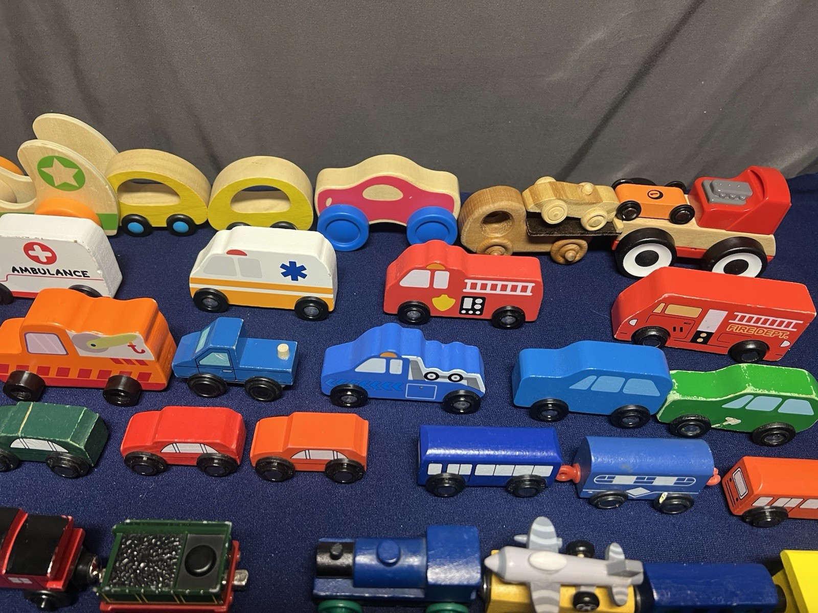 HUGE Lot Of 75 Wooden Trains Planes & Automobiles Various Brands Vtg-Now