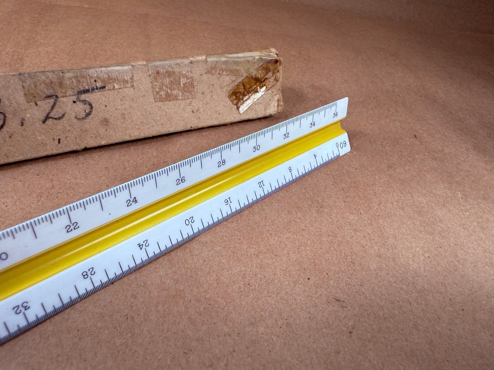 Vintage Arthur Brown 7957P Triangular Drafting Scale Ruler Engineering Scale 12”