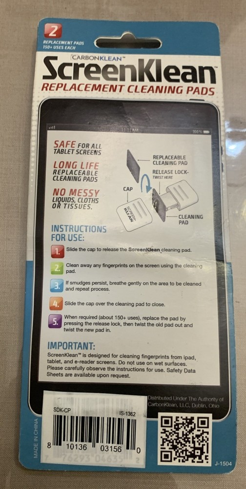 CarbonKlean SmartKlear Replacement Pads - For iPad, Android Tablet