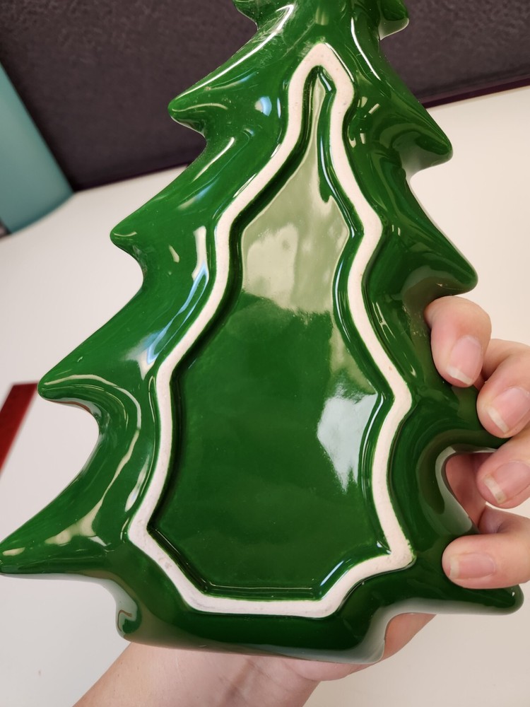 Hallmark Christmas Tree Serving Tray Green Candy Cookie Tray