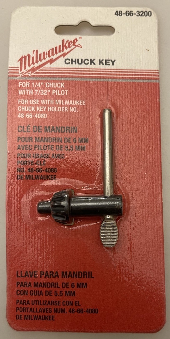 New Genuine Milwaukee Tool 48-66-3200 Chuck Key, for 1/4" Chucks FREE SHIP