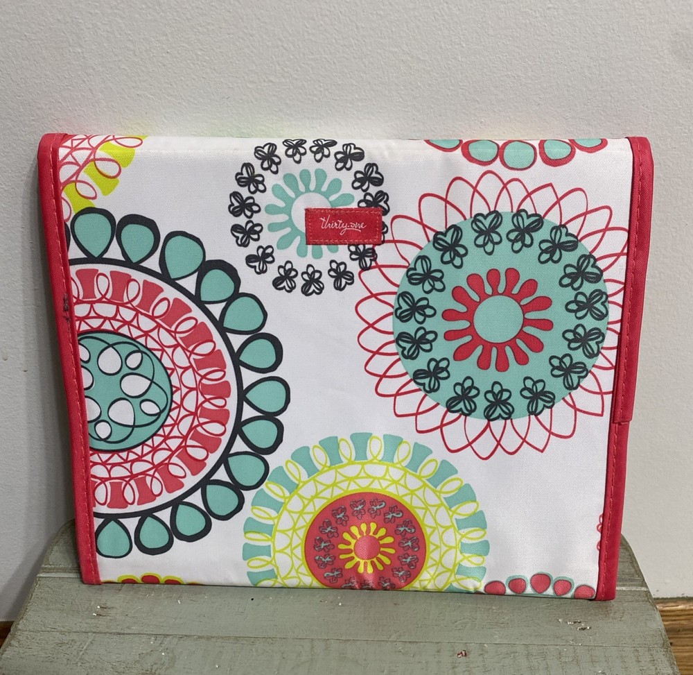 Thirty One Fold It Up Organizer IPad Tablet Holder Citrus Medallion Pattern EUC