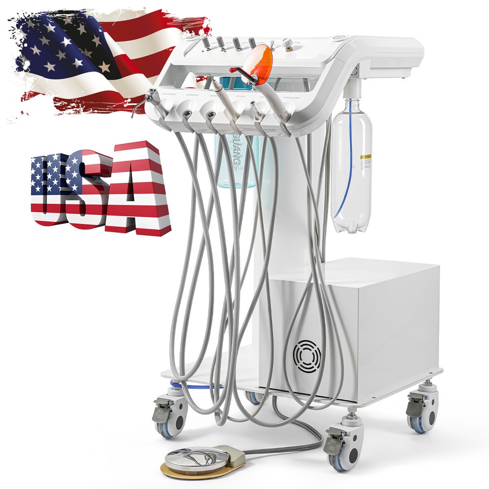 Portable Dental Mobile Unit with Air Compressor/E-generator LED Handpiece Kit