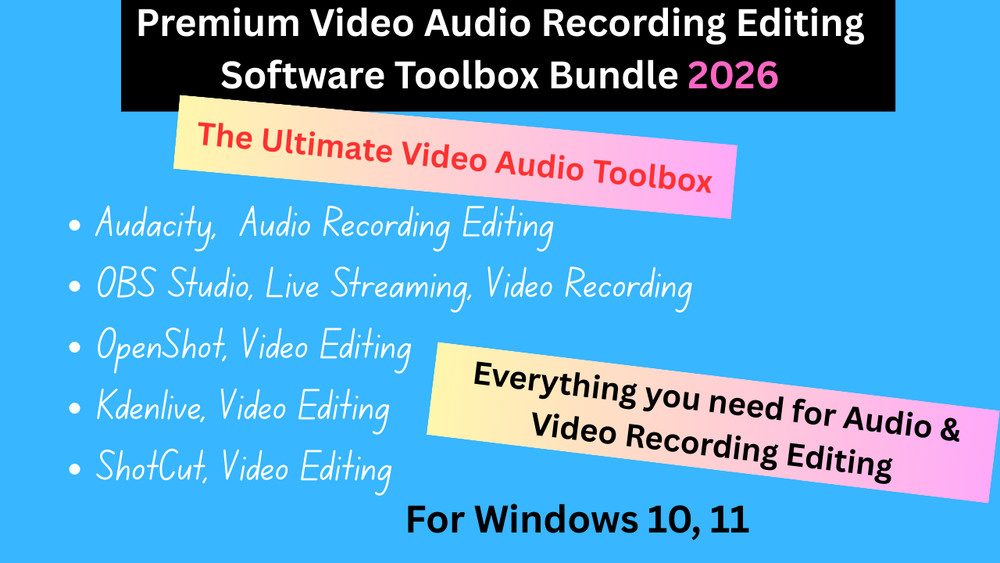 Premium Video Audio Recording Editing Software Toolbox Bundle 2026 for Windows