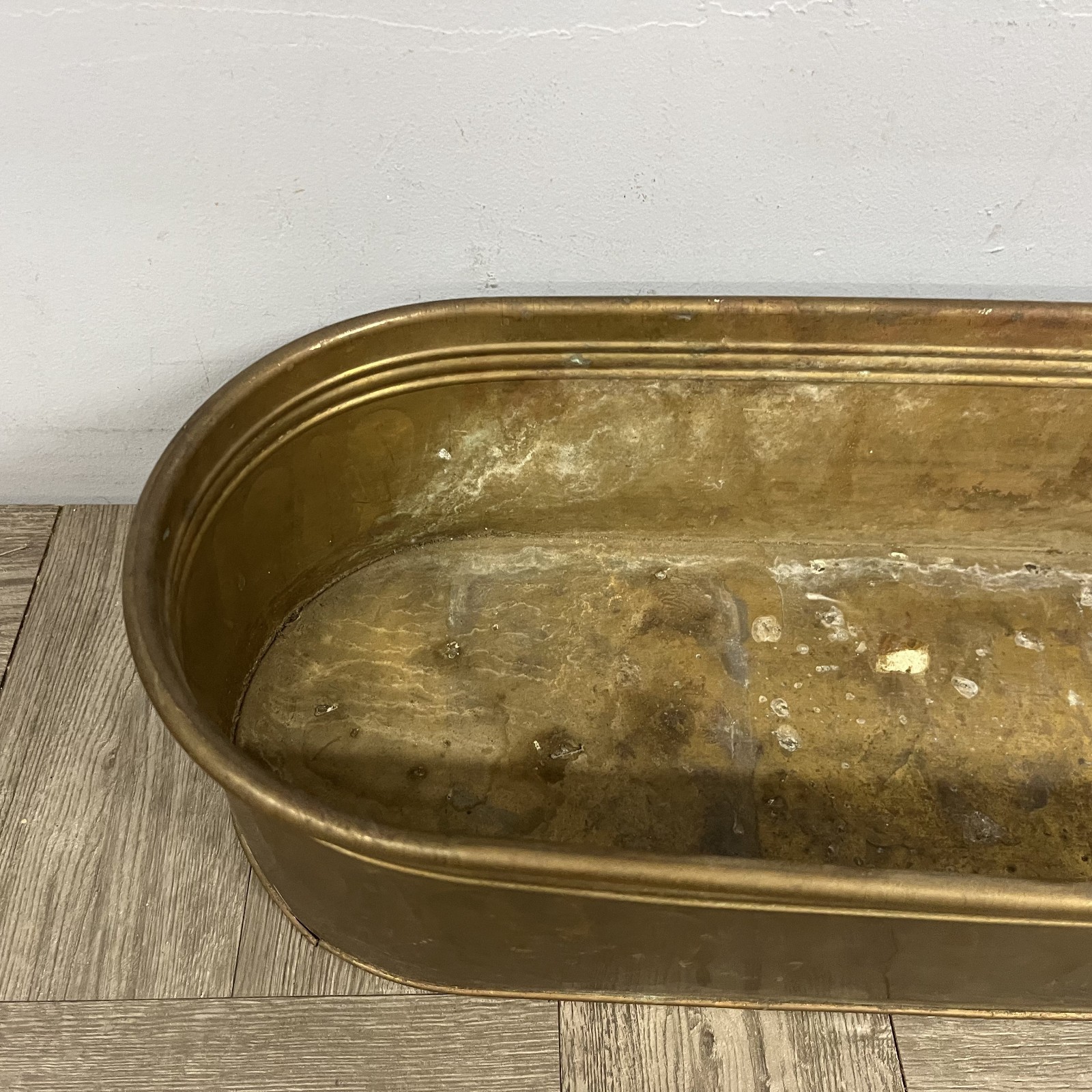 VTG 20" Oval Copper Garden Cache Pot Trough Planter Herb Window Box Farmhouse