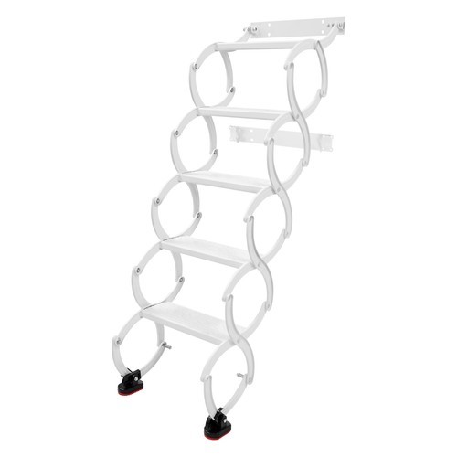 Attic Loft Pull Down Ladder 5 Step Wall Mounted Folding Loft Ladder Stairs White