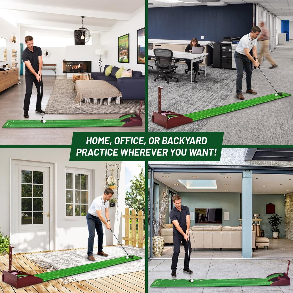 Golf Putting Green for Indoors - Mat with Automatic Ball Return Machine Mini