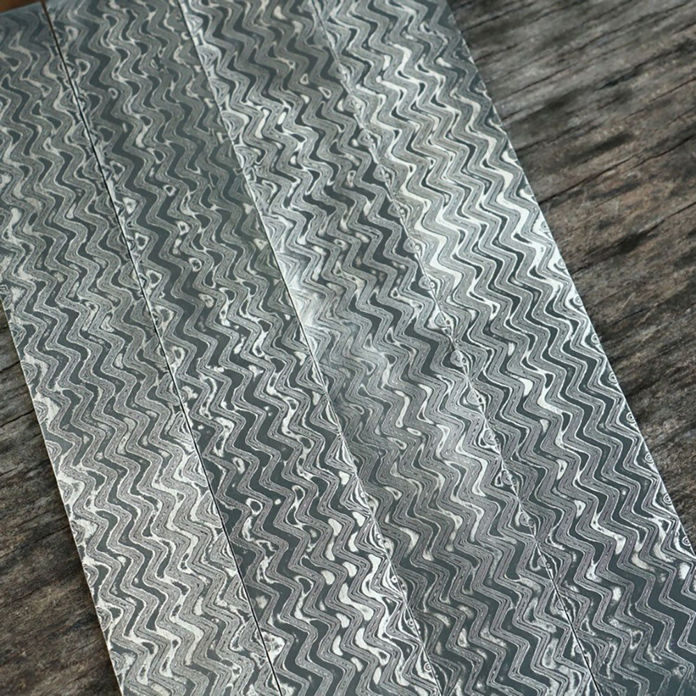 Wave Pattern Damascus Steel Billet Bar Making Knife Blade Diy Material Blank