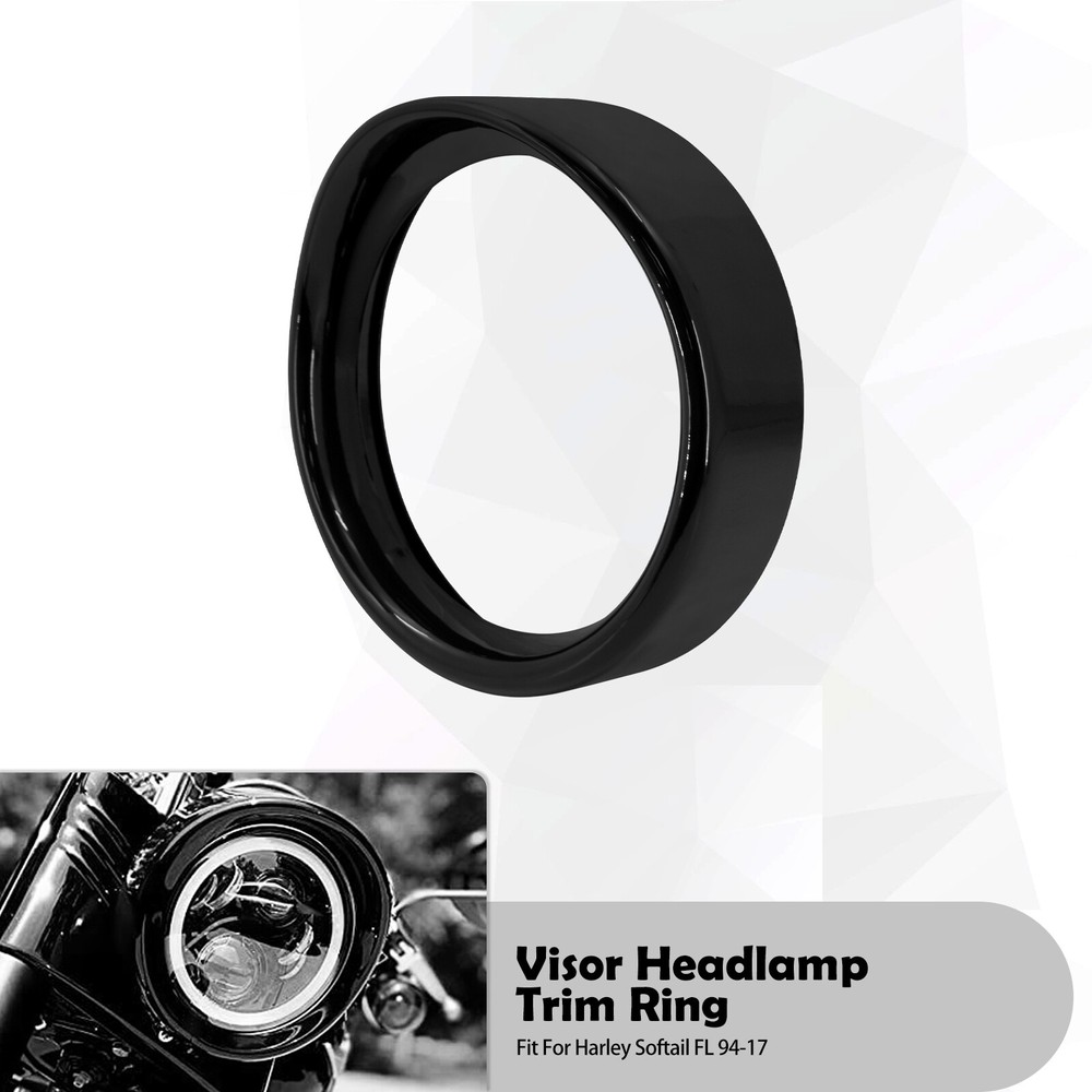 7'' Headlight Black Visor Cover Trim Ring Fit For Harley Softail FL '94 - '17