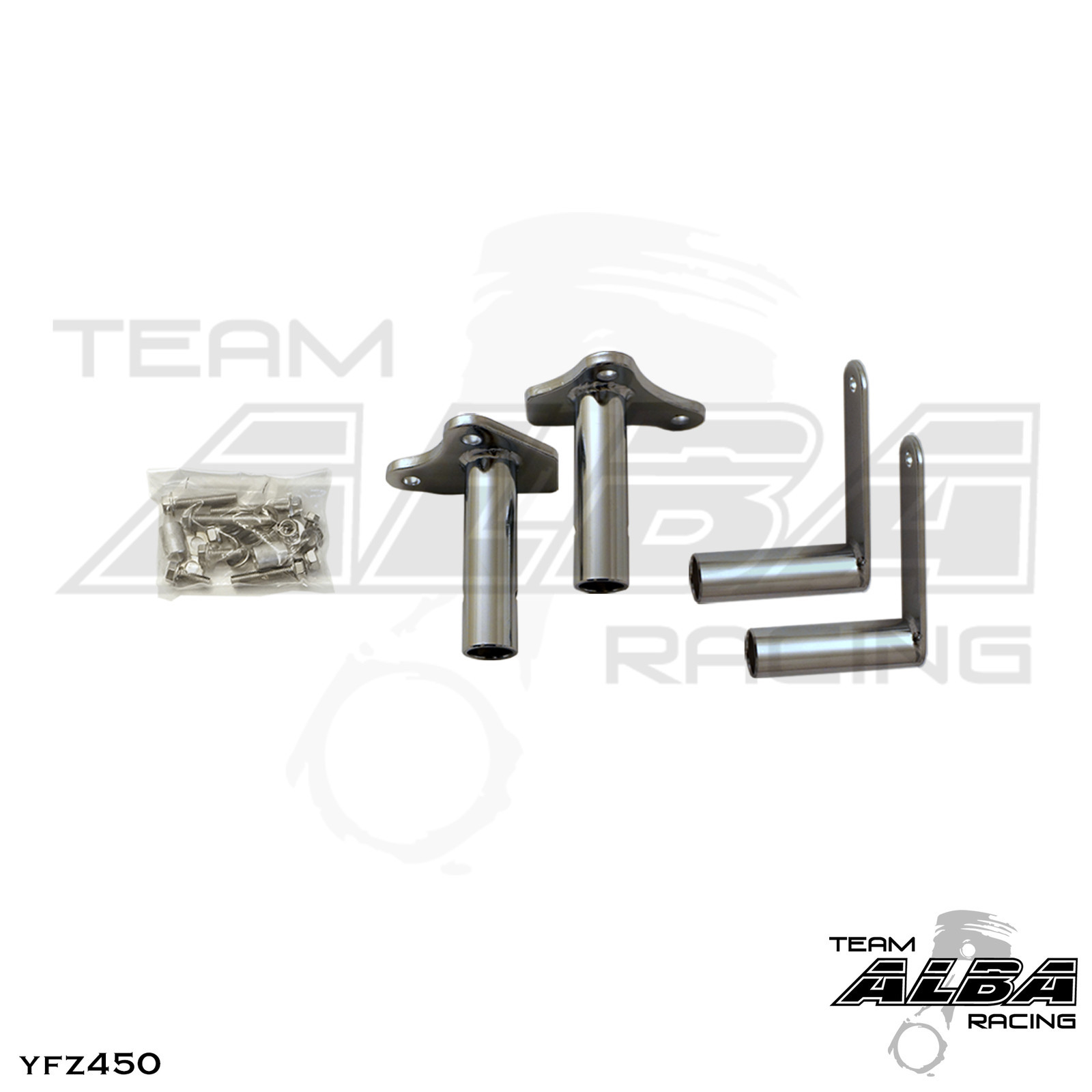 Yamaha YFZ 450 Nerf Bars Pro Peg Heel Guard Alba Racing Silver Black 199T7SB