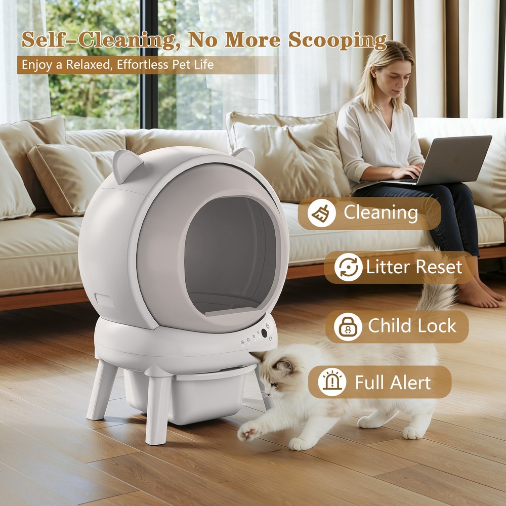 Automatic Self-Cleaning Cat Litter Box, Large Capacity for Multiple Cats