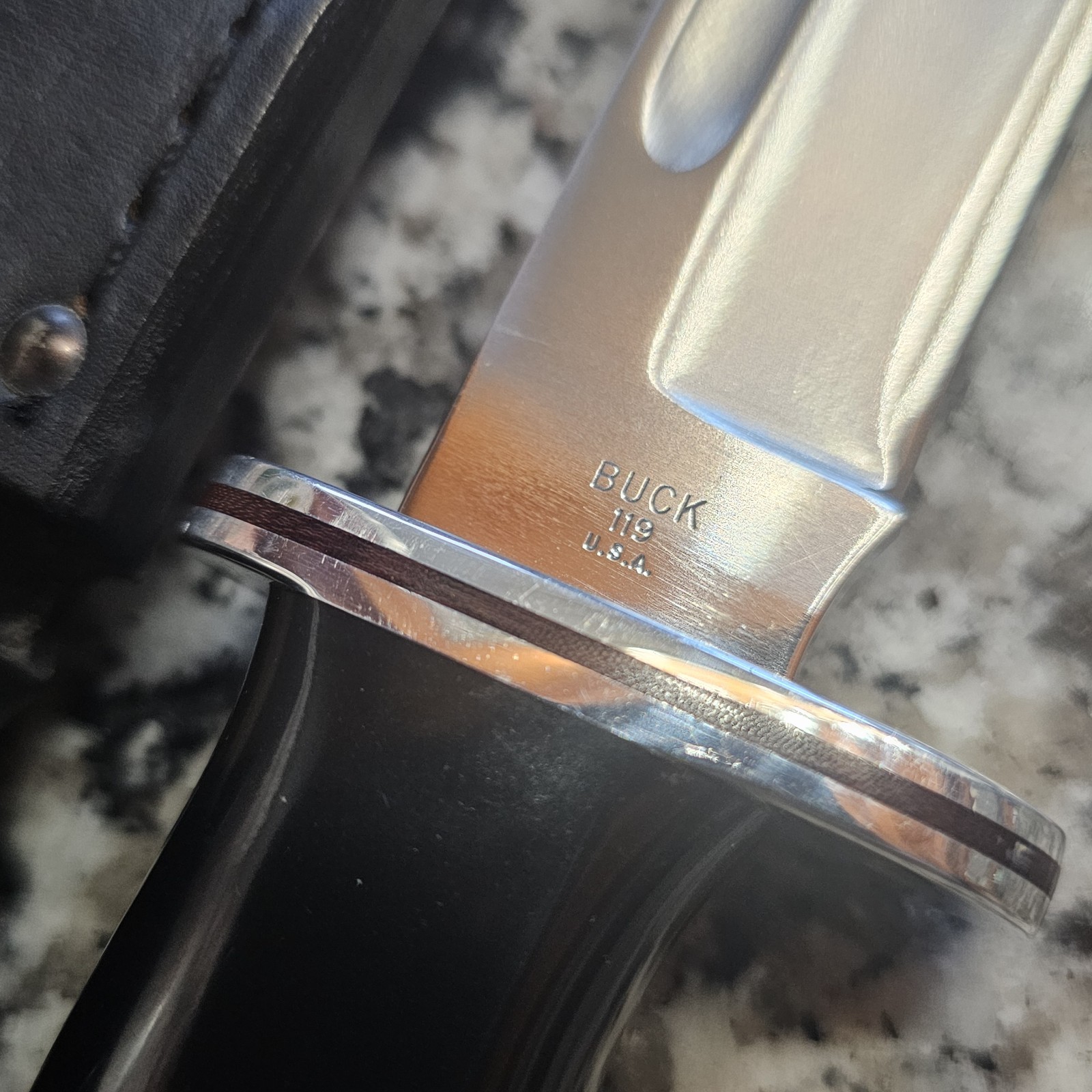 NEW NOS Vintage 10 1/2" 1972-1985 BUCK # 119 Knife w/ Sheath & 118 Box Papers
