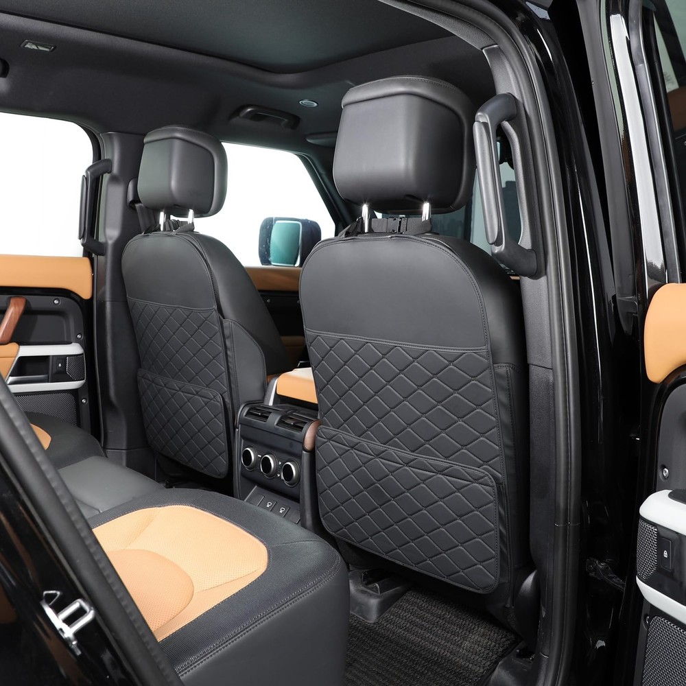 TAIKOO Seat Back Protector + Large Capacity Pocket Storage Black