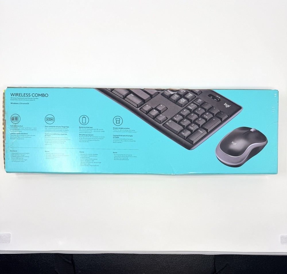 Logitech K540e Wireless Keyboard and M185 Wireless Mouse Black With USB Dongle