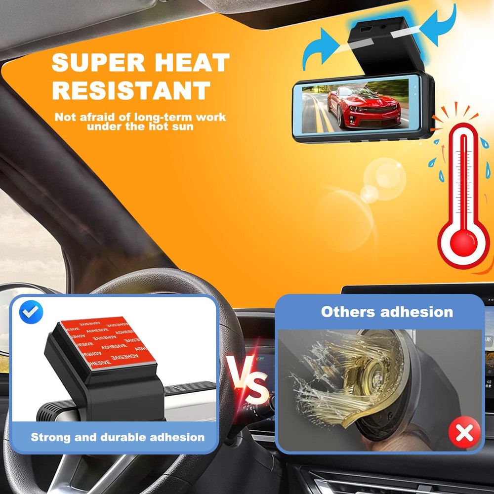 Adhesive Pad 4Pcs 2.83" Square Double-Sided Replacement for Dash Cam Car Mount