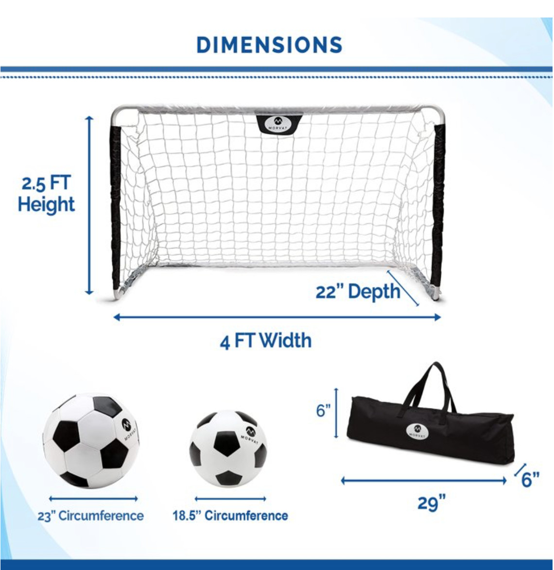 Morvat Black & White Soccer Goal Net Set for Kids, Indoors & Outdoors, 2 Pack