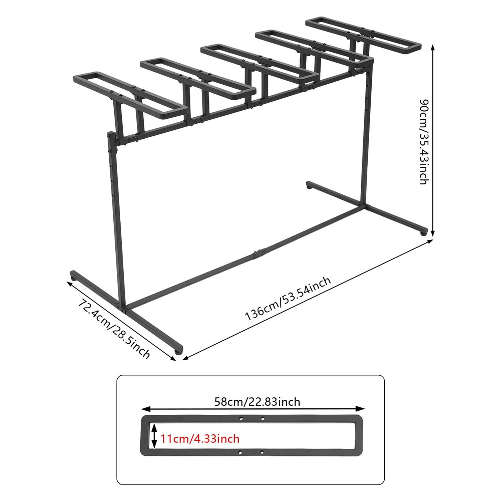 Adjustable Height Bicycle Stand, Sturdy Metal Storage Rack for 5 Bikes