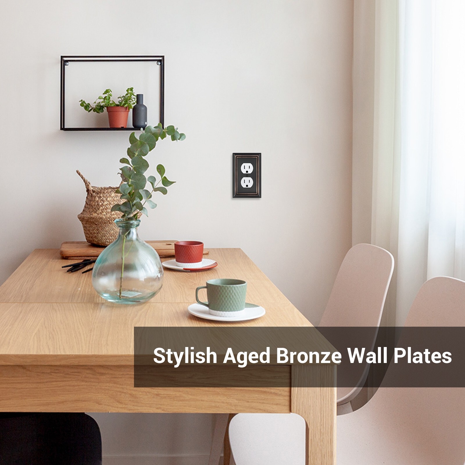 DEWENWILS 4-Pack Duplex Wall Plate, Metal Wall Outlet Cover, Aged Bronze, Duplex