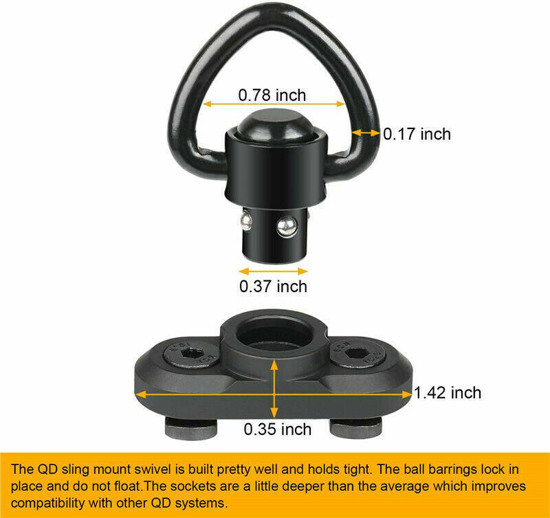 4Pack M-LOK MLOK Quick Release Sling Mount Push Button QD Sling Swivel Adaptor