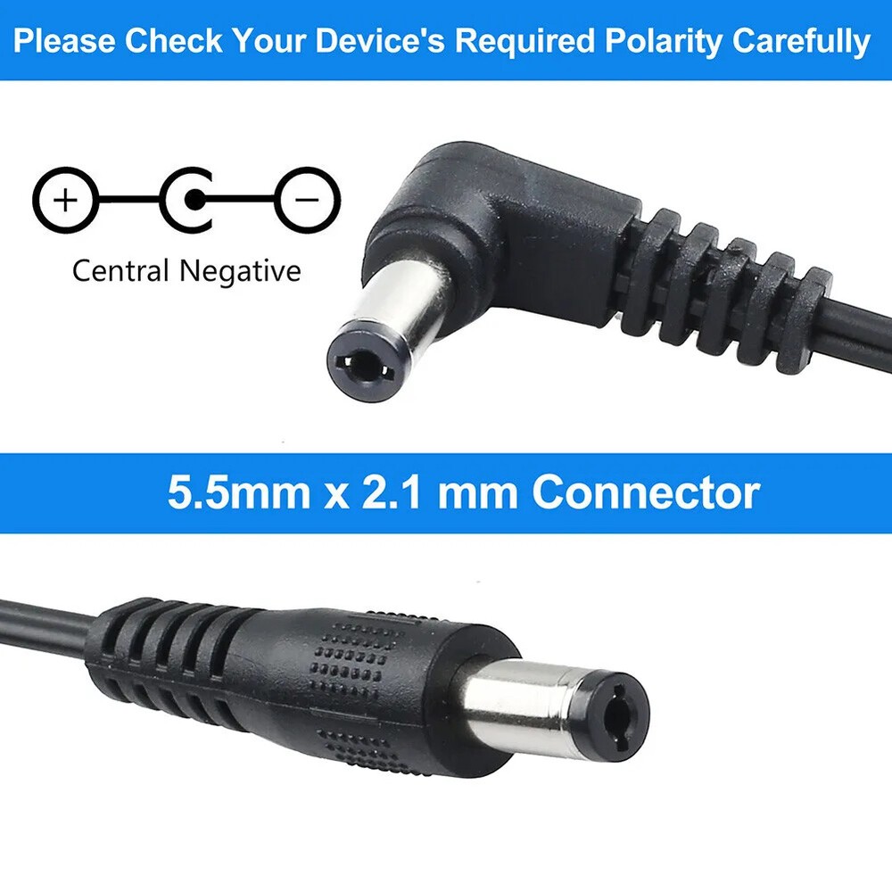9V DC 1A Guitar Power Adapter + 5 Way Right-Angle Plug Daisy Chain Power Cable